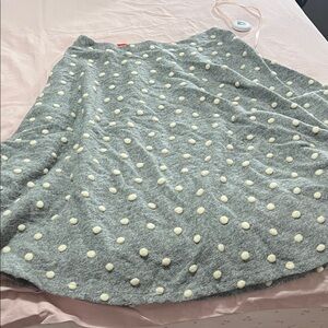 Anthropologie Gray and Cream Polka Dot A-Line Skirt